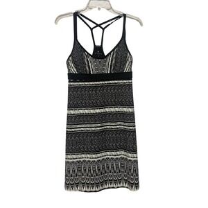 Athleta Black White Geometric Strappy Racerback Swim Dress Mini Dress Size S